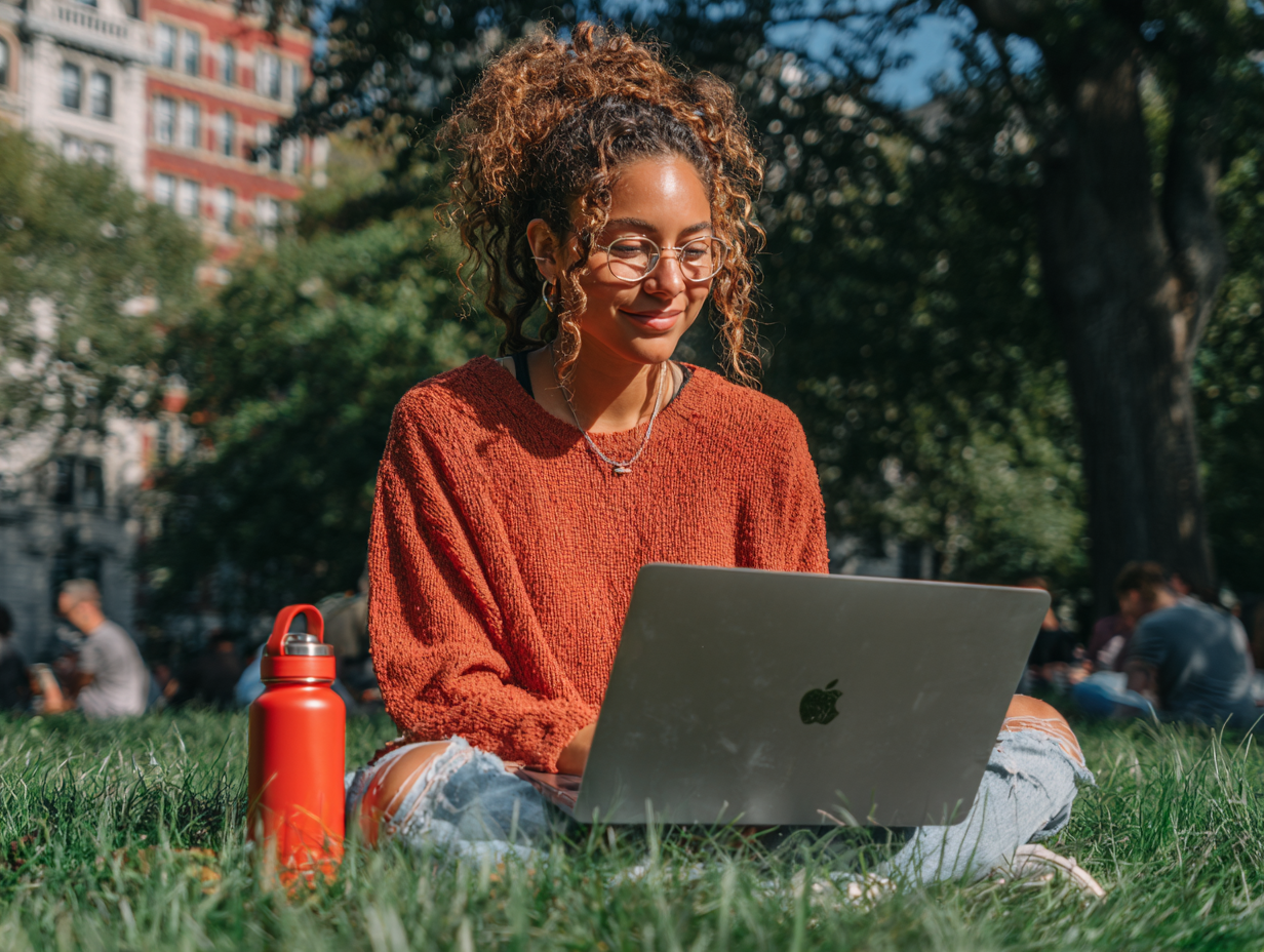 Person using AI in natural setting